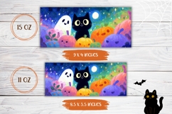 Halloween Black Cat Mug Design, Kawaii Pumpkins Coffee Mug Product Image 2