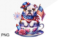 4th Of July Bull Dog Sublimation - 4th of july Clipart PNG Product Image 1