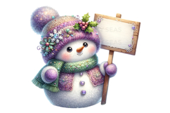Knitted Snowmen Clipart PNG Bundle 15 Watercolor Files Product Image 2