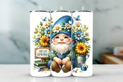 Gnome Spring Tumbler Wrap Sublimation PNG Design Product Image 1