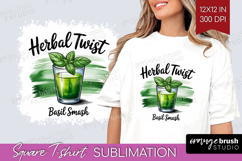 Basil Smash Cocktail Square Tshirt Background Summer Drink Product Image 1
