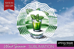 Basil Smash Cocktail Wind Spinner Sublimation PNG Summer Product Image 1