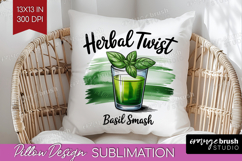 Basil Smash Cocktail Pillow Sublimation Summer Drink Pillow Product Image 1