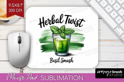 Basil Smash Cocktail Mouse Pad Sublimation Summer Drink PNG Product Image 1