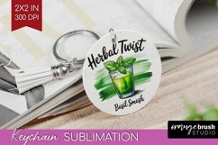 Basil Smash Cocktail Keychain PNG Summer Drink Keychain Product Image 1