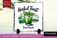 Basil Smash Cocktail Slate PNG Summer Drink Square Slate Product Image 1