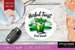 Basil Smash Cocktail Car Coaster Summer Drink Coaster PNG Product Image 1