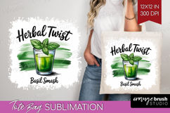 Basil Smash Cocktail Tote Bag Summer Drink Tote Bag PNG Product Image 1