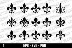 A black and white vector set of twelve fleur-de-lis icons. Product Image 2