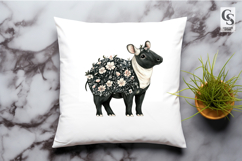 Floral Tapir Watercolor Clipart Sublimation PNG Product Image 2