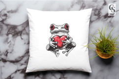 Cute Frog Holding Heart Clipart Sublimation PNG Product Image 3