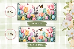 Easter Bunny Mug Sublimation, Watercolor Tulips Mug Design Product Image 2