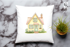 Pastel Cottage House Watercolor Clipart Sublimation PNG Product Image 2
