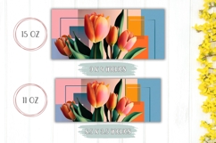 Pink Orange Tulips Mug Wrap, Flowers Mug, Abstract Mug PNG Product Image 2