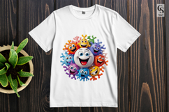 Colorful Happy Faces Circle Clipart Sublimation PNG Product Image 2