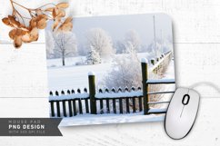 Snowy Path with Glowing Lanterns Mouse Pad PNG Product Image 1
