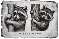Adorable Raccoon Line Art Engraving Wildlife Vector Product Image 2