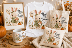 Boo and Bloom PNG, Halloween Bunny Sublimation Clipart Product Image 2