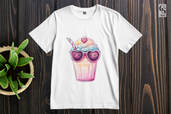 Cute Milkshake with Sunglasses Clipart PNG Product Image 2