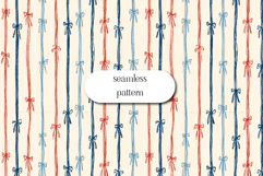 Ribbon Bow Seamless Pattern, Cute Stripe Gift Wrap Design Product Image 1