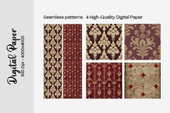 Burgundy Digital Papers | Floral Digital paper Product Image 2