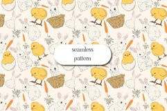 Easter Bunny &amp; Chick Seamless Pattern, Cute Spring Design Product Image 1