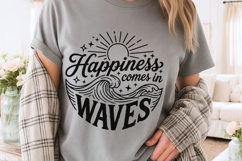 Happiness Comes In Waves Svg, Summer Vibes Svg, Beach Svg. Product Image 3