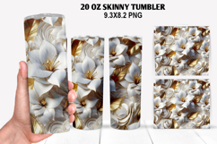 3D Flower Skinny Tumbler 20oz Wrap Design,Flowers Tumble PNG Product Image 1