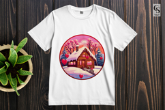Snowy Love Cabin clipart sublimation PNG Product Image 2
