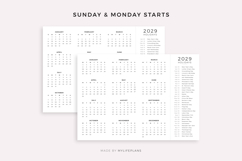 2029 Year Calendar with Holidays, Landscape, Printable Product Image 2
