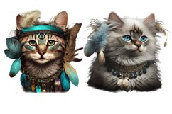 10 Boho Cats png clipart Product Image 2