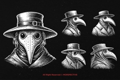 10 Bundle Dark Art Plague Doctor Plague Creepy Mask Tattoo Product Image 3