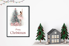 Pink Christmas Greeting Card, Ballerina Greeting Card Product Image 2