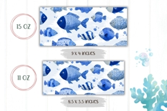 Watercolor Fish Mug Wrap, Ocean Mug PNG, Blue Fish PNG Product Image 2