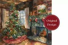 Christmas Tree Tumbler, Watercolor Christmas Tumbler PNG Product Image 2