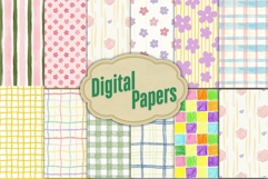 Pastel Crayon and Watercolor Digital Paper Product Image 1