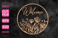 10 Floral Door Hanger SVG, Spring Welcome Sign SVG Product Image 4