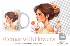 Floral Woman Clipart, Printable Watercolor clipart Product Image 1