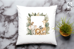 Cute Jungle Baby Animals Frame Clipart Sublimation PNG Product Image 2