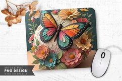 Butterfly and Flowers Wallpaper Mouse Pad PNG Design Product Image 1
