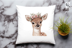 Floral Deer Fawn Watercolor Clipart Sublimation PNG Product Image 3