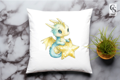 Cute Blue Baby Dragon Clipart Sublimation PNG Product Image 2