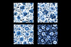 Watercolor Indigo floral DIgital paper Product Image 2