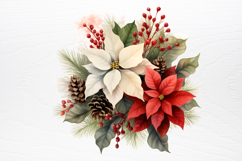 Christmas Flower Bouquet Clipart PNG Product Image 2