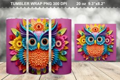 Colorful 3D Owl Butterfly Tumbler Design Product Image 1