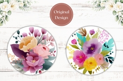 Floral Car Coasters, Watercolor Peony Coaster Sublimation Product Image 2