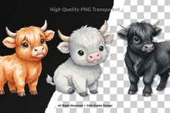15 Bundle Watercolor Highland Buffalo Horn Farm Sticker Product Image 2