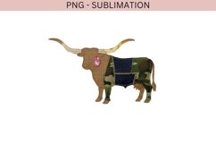 Patchwork Longhorn PNG | Rustic Cow Clipart | Western Farm Product Image 2