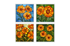 Stained Glass Marigold Flower Digital Paper Product Image 2