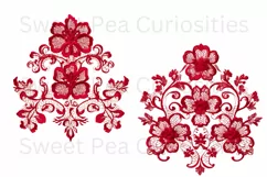 Embroidery, Flowers, Lace, PNG, Clipart, Red Product Image 2